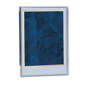 7″ x 9 5/8″ Sapphire Marble Acrylic Award with American Walnut Base – Upright Only