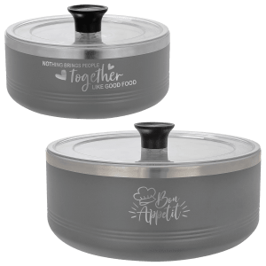 Polar Camel Gray 1 1/4 Quart and 3 Quart Serving Bowls with Lids, One Each