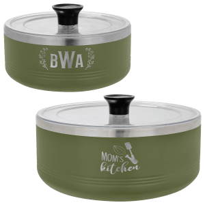 Polar Camel Olive Green 1/4 Quart and 3 Quart Serving Bowls with Lids, One Each