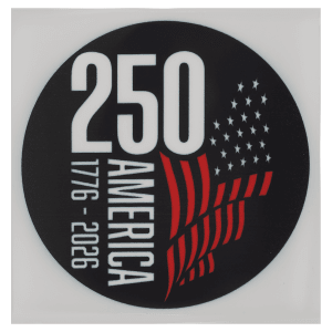 2 1/2″ Black Circle 250 America 1776-2026 DTF Transfer