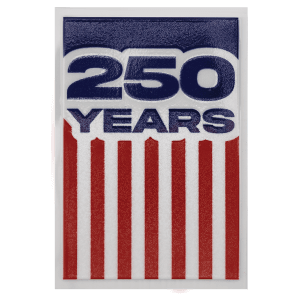 3″ x 2″ Red, White, and Blue Rectangle 250 Years Flag UV DTF Sticker