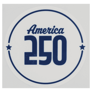 2 1/2″ White and Blue Circle 250 America DTF Transfer