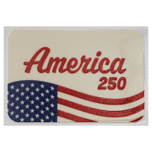 3″ x 2″ Red, Cream, and Blue Rectangle Retro America 250 UV DTF Sticker