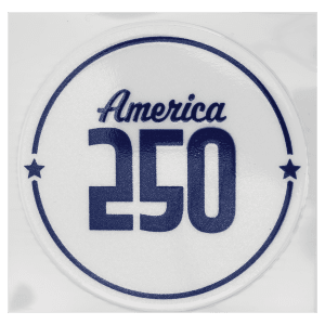 2 1/2″ White and Blue Circle 250 America UV DTF Sticker