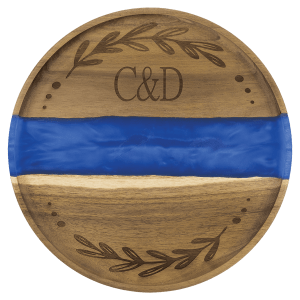11 3/4″ x 3/4″ Acacia with Blue Pearl Resin Round Serving Tray