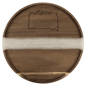 11 3/4″ x 3/4″ Acacia with White Pearl Resin Round Serving Tray