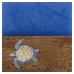 4″ x 4″ Acacia with Blue Pearl Resin Square Coaster