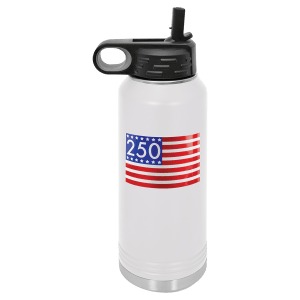 Stars and Stripes 250 UV DTF Sticker on 32 oz. White Polar Camel Water Bottle