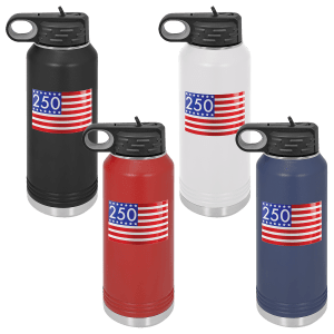 Stars and Stripes 250 UV DTF Sticker on 32 oz. Polar Camel Water Bottle Sample Set