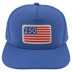 Stars and Stripes 250 DTF Transfer on Royal Blue/Royal Blue Brimco 5-Panel Performance Hat
