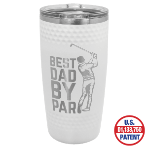 Polar Camel 20 oz. White Golf Tumbler – Smooth Center with Dimples and Slider Lid