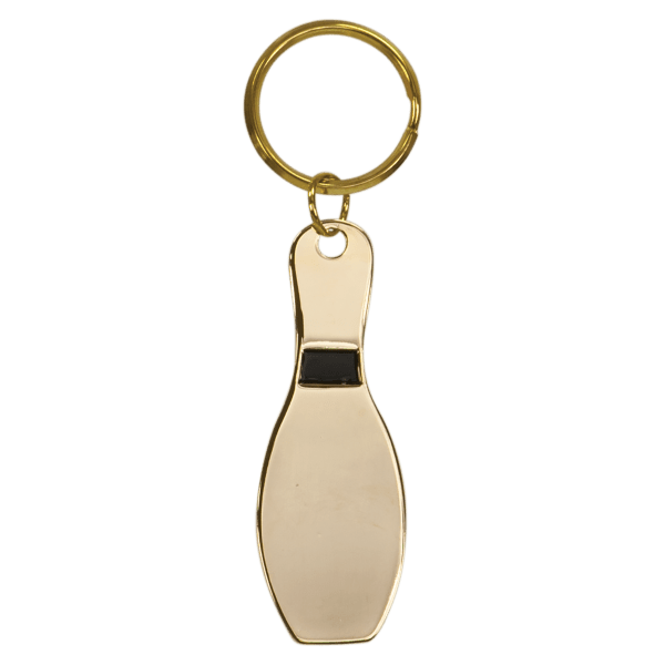 1″ x 3″ Gold Bowling Pin Brass Keychain