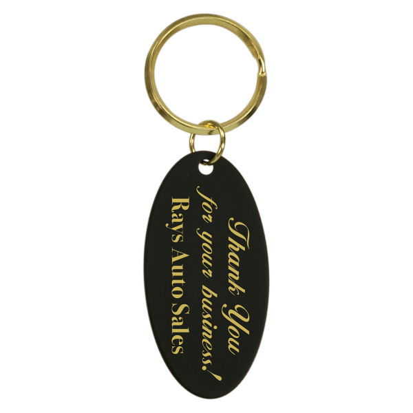 1 1/4″ x 2 1/2″ Black Oval Brass Keychain