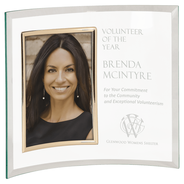 12″ x 10″ Jade Glass Crescent with 5″ x 7″ Picture Frame