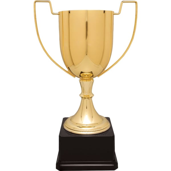 14 1/4″ Gold Completed Zinc Cup Trophy on Plastic Base