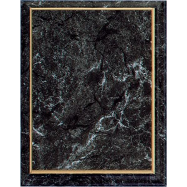 12″ x 15″ Improved Black Marble Finish Plaque with Gold Cove Edge
