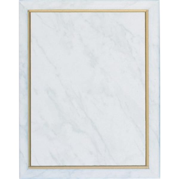 8″ x 10″ White Marble Finish Plaque with Gold Cove Edge