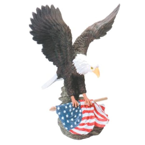16″ Hand Painted Eagle Resin with Flag