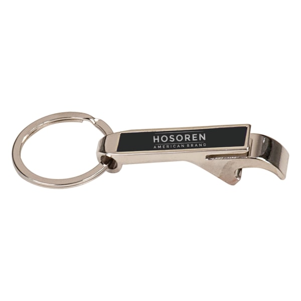 2 1/2″ Black Laserable Bottle Opener Keychain