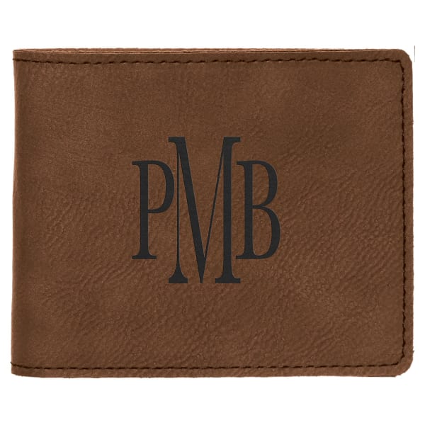 4 1/2″ x 3 1/2″ Dark Brown Laserable Leatherette Bifold Wallet