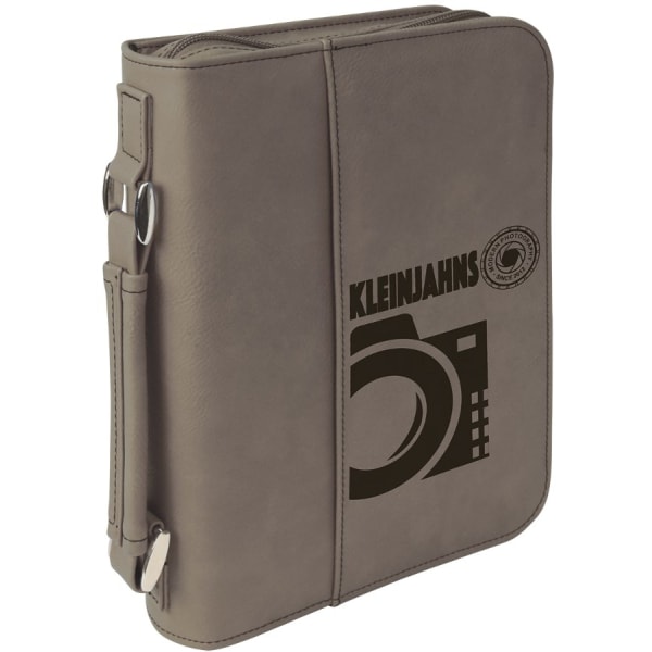 6 3/4″ x 9 1/4″ Gray Leatherette Book/Bible Cover with Handle & Zipper