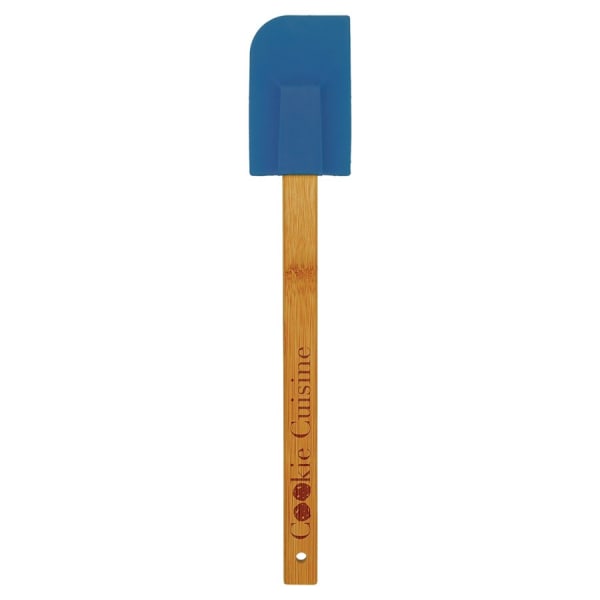 11 3/4″ Blue Silicone Spatula with Bamboo Handle