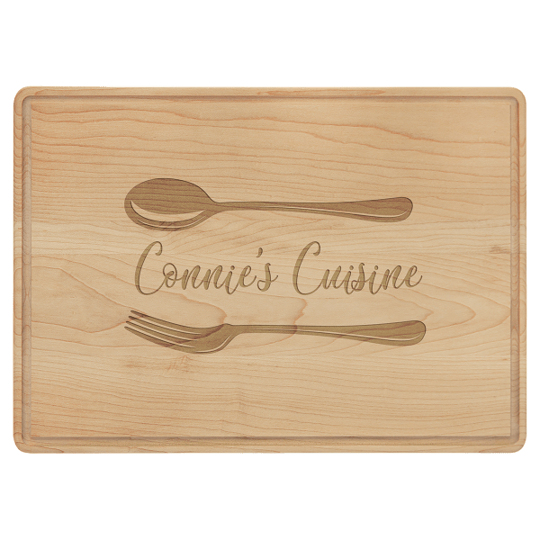 13 3/4″ x 9 3/4″ Maple Cutting Board with Drip Ring