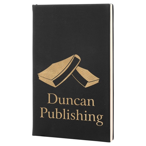 5 1/4″ x 8 1/4″ Black/Gold Laserable Leatherette Journal with Lined Notepad