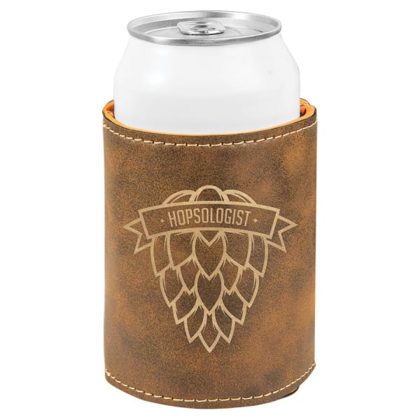 3 3/4″ Rustic/Gold Laserable Leatherette Beverage Holder