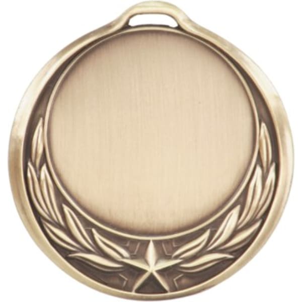 2 3/4″ Antique Gold Star/Wreath 2″ Insert Holder Medal (double sided)