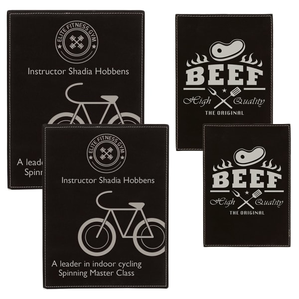 Black/Silver Laserable Leatherette Plaque Sample Set