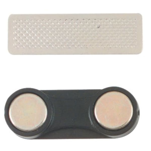 1 1/4″ x 1/2″ 2-Post Black Plastic Covered Magnet with Adhesive