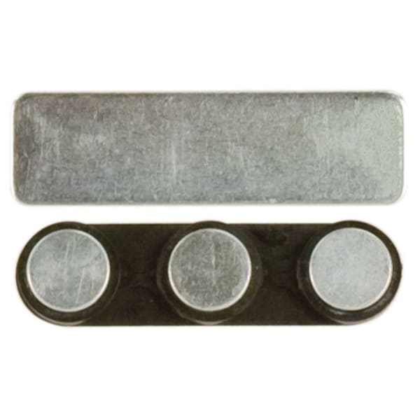 1 3/4″ x 1/2″ 3-Post Black Plastic Backed Magnet with Adhesive