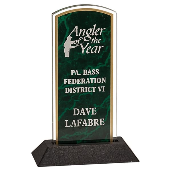 3″ x 7″ Green Marbleized Arch Pop-In Acrylic (Base not included)