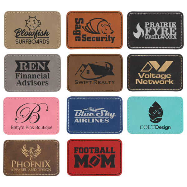 3″ x 2″ Rectangle Laserable Leatherette Patch with Adhesive Sample Set