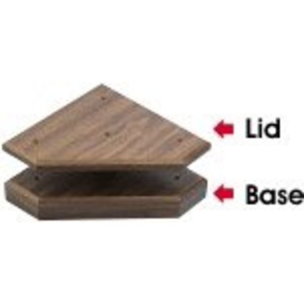 10 1/2″ x 10 1/2″ x 1 1/2″ Walnut Finish 3-Post Base