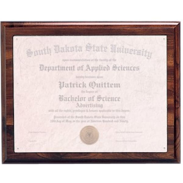 13″ x 10 1/2″ Cherry Finish Routed Plaque with 11″ x 8 1/2″ Plexiglass Window