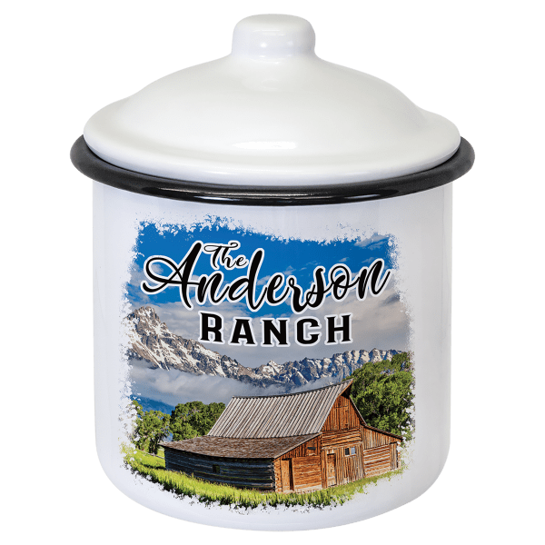 5.25″ x 3.9″ White/Black Canister with Lid