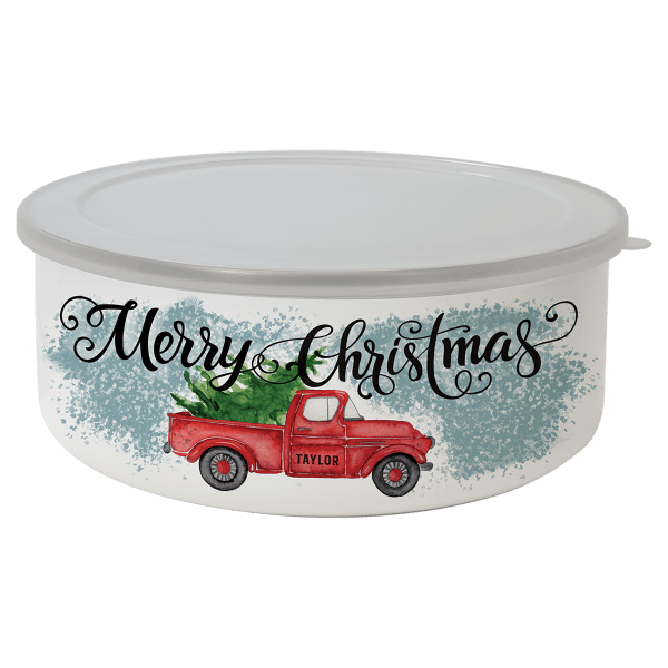 34 oz. Short Enamel Bowl with Lid