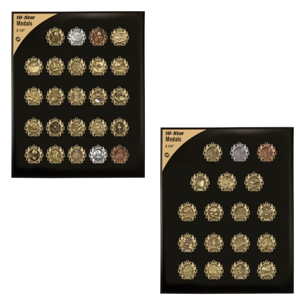 2 1/4″ Ten Star Medal Display Set (2 Plaques)
