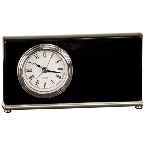 7 1/2″ x 4″ Black Piano Finish Horizontal Desk Clock
