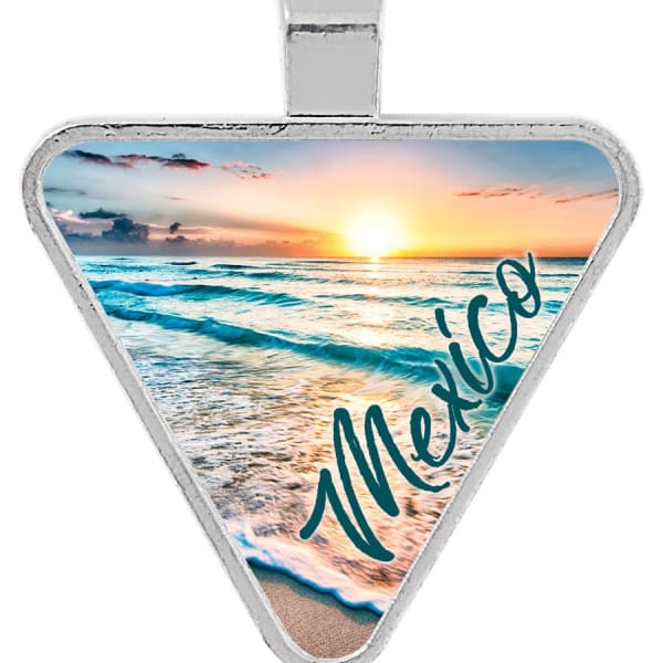 1.15″ x 1.25″ Unisub Silver Bezel Triangle Pendant w/ Semi-Gloss White Insert