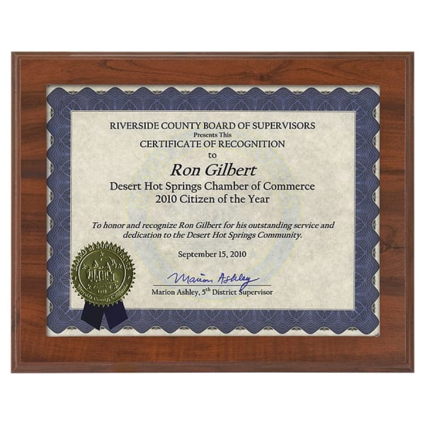 13″ x 10 1/2″ Value Cherry Finish Slide-In Frame Plaque with 11″ x 8 1/2″ Window