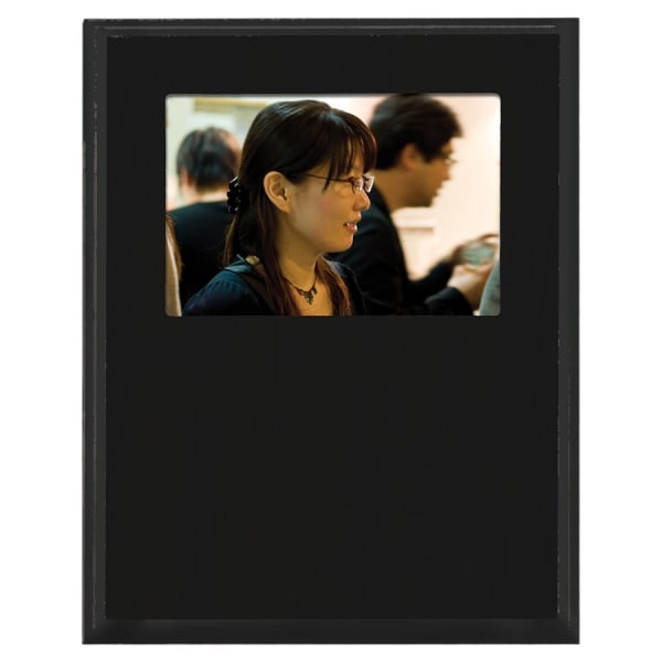 7″ x 9″ Value Matte Black Finish Slide-In Frame Plaque with 5″ x 3 1/2″ Window