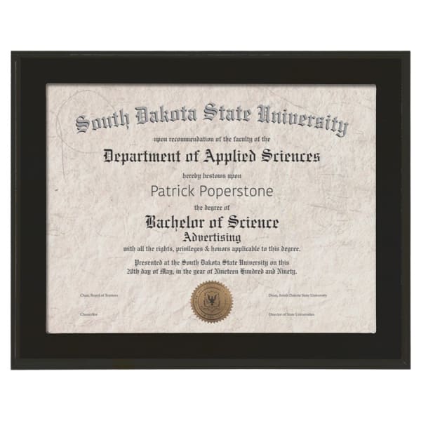 13″ x 10 1/2″ Value Matte Black Finish Slide-In Plaque w/ 11″ x 8 1/2″ Window