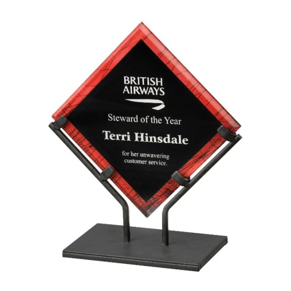 12″ Red Galaxy Acrylic Plaque with Iron Stand