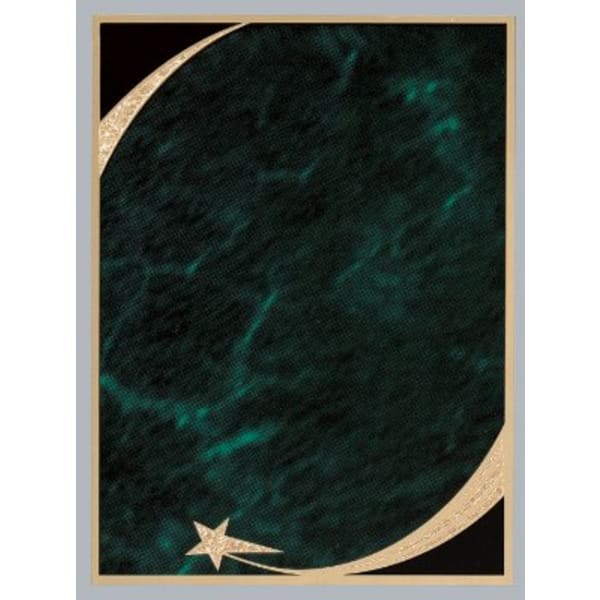 5″ x 7″ Green Marble/Gold Brass Plated Steel Victory Star Plaque Plate