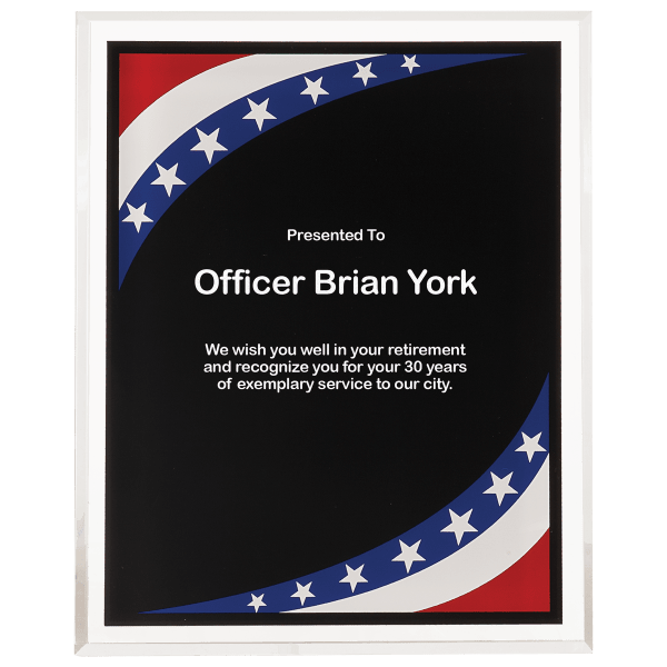 7″ x 9″ Stars & Stripes Border Clear-Plaq Acrylic