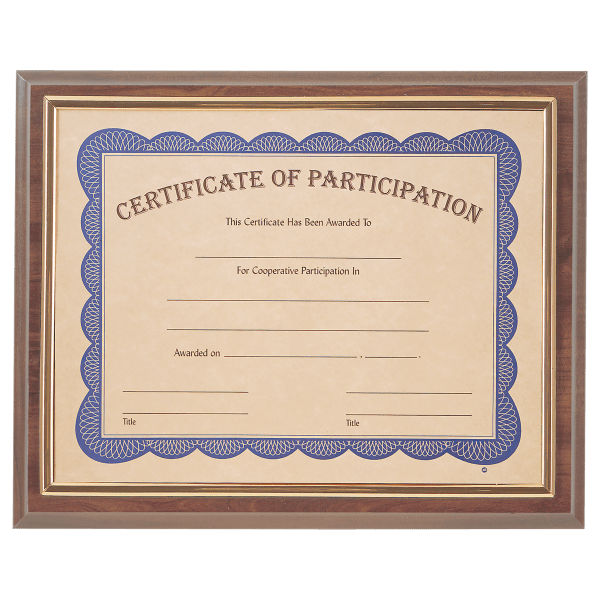 13″ x 10 1/2″ Cherry Finish Slide-in Plaque w/ 8 1/2″ x 11″ Frame