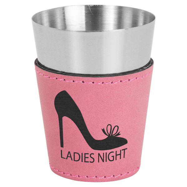 2 oz. Pink Laserable Leatherette & Stainless Steel Shot Glass
